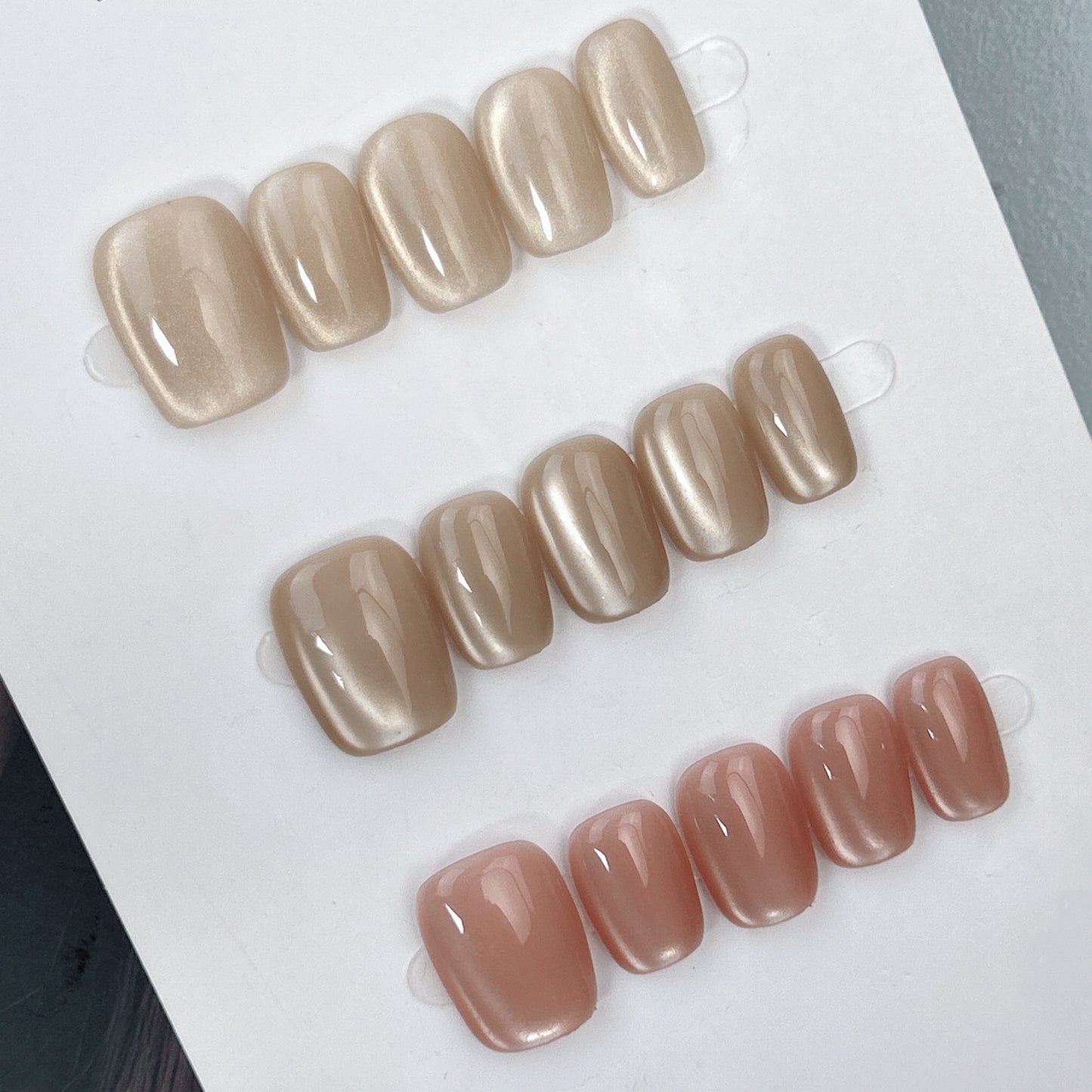 Bare Radiance neutral shimmer press-on nail colour details