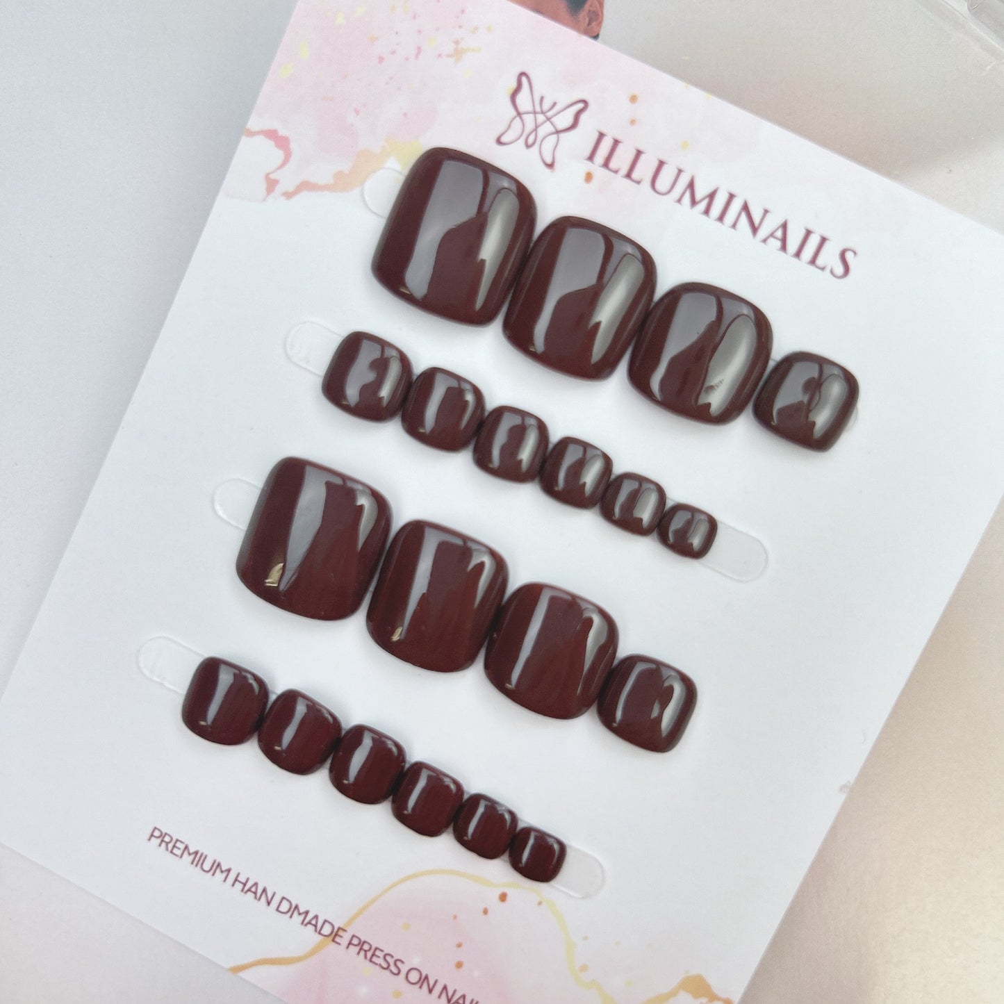 Mocha Brown solid press-on toenails from the Essential Pedi Collection