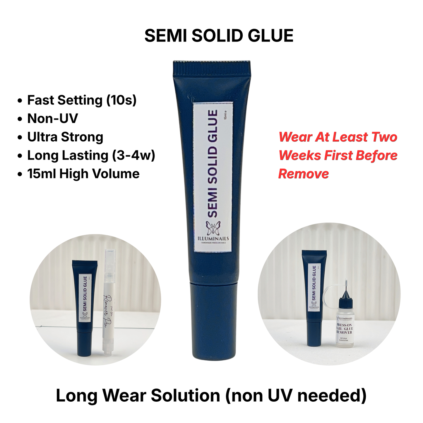 Semi Solid Glue and Remover Bundle (Long Wear Solution)