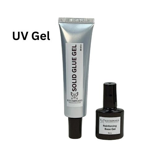 Illuminails solid glue gel and reinforcing base gel set
