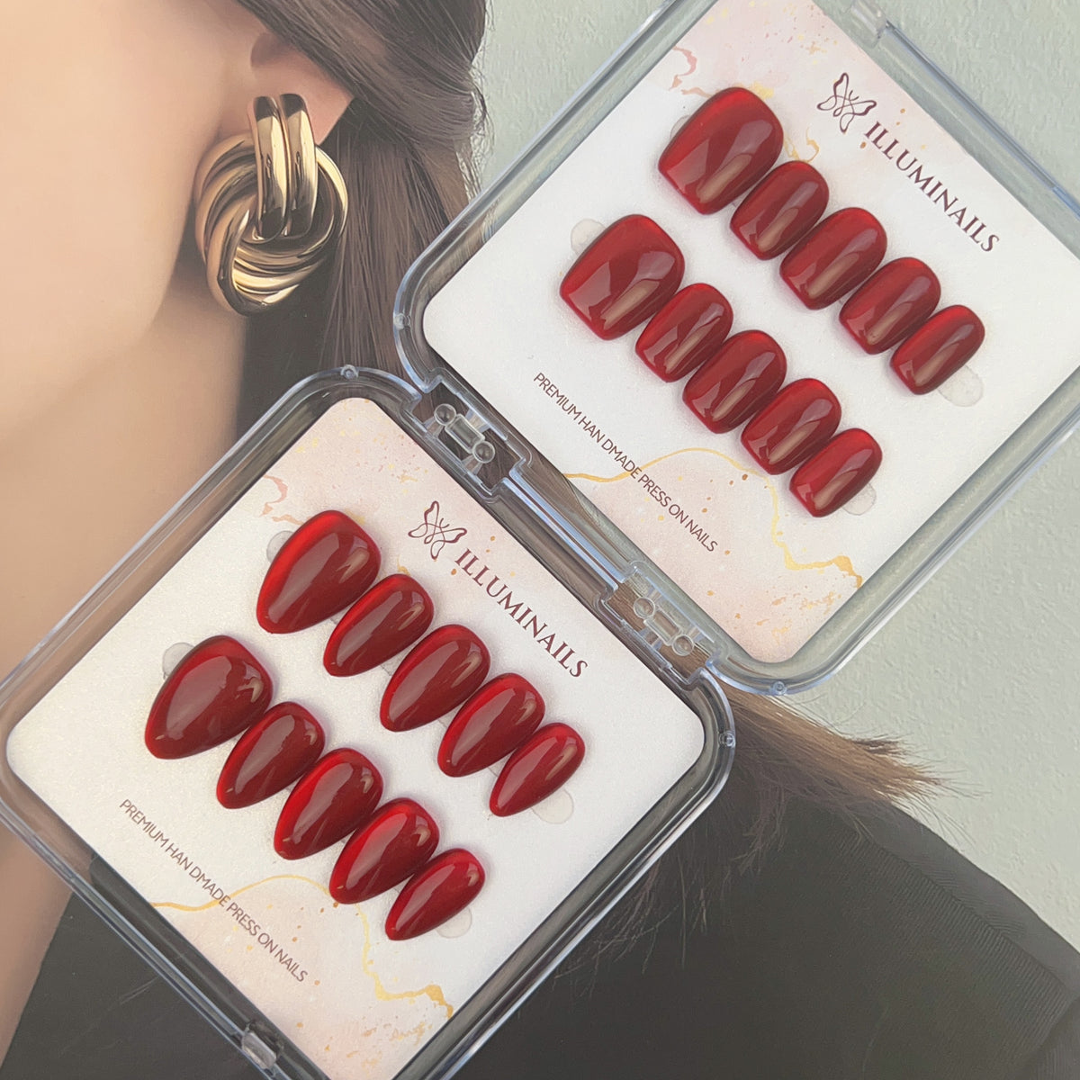 Crimson Flare Cat Eye press-on nails, alternate product view 3