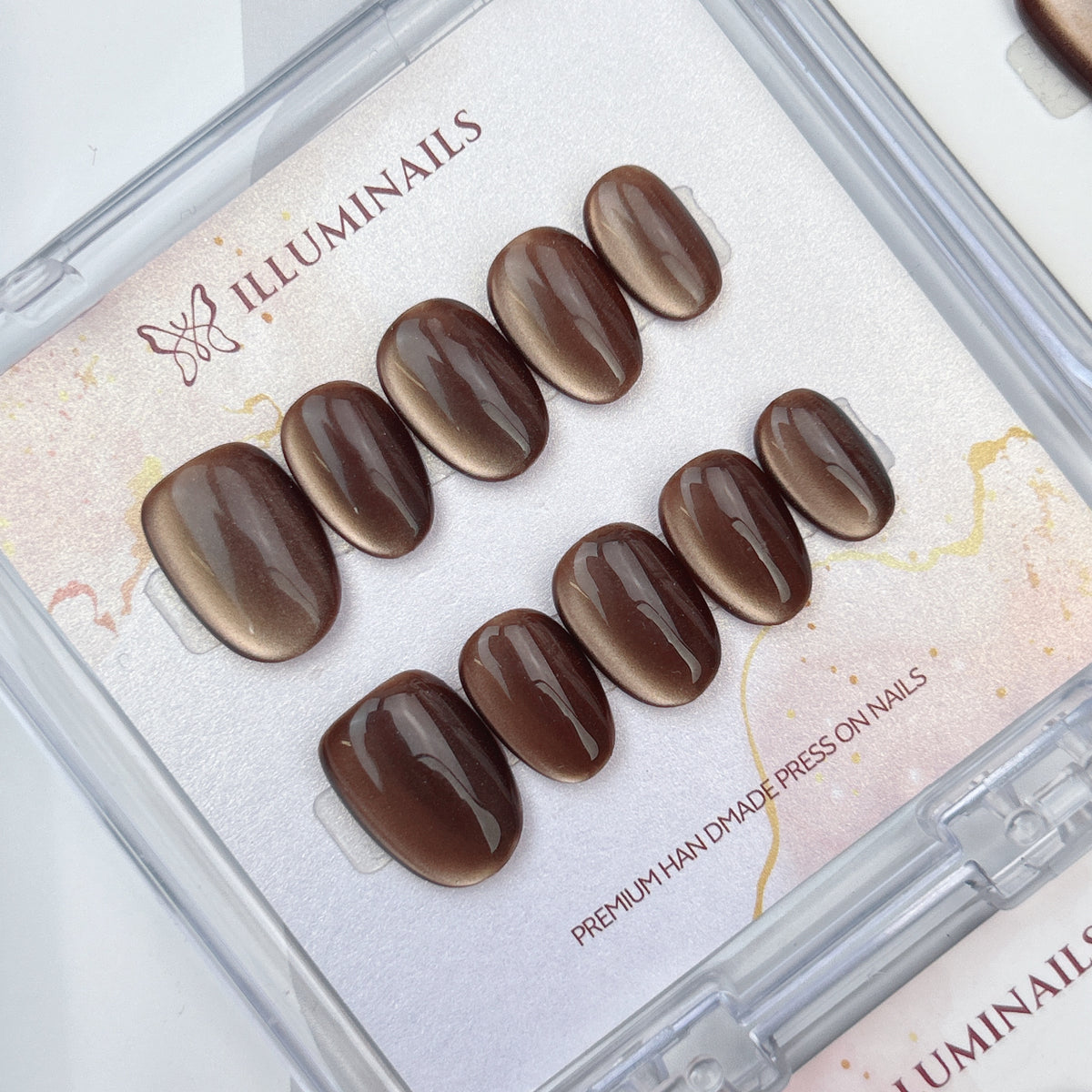 Deep Mocha Cat Eye press-on nails, alternate product view 3