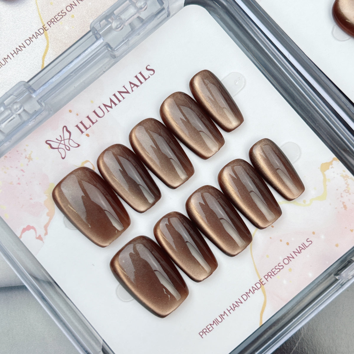 Deep Mocha Cat Eye press-on nails, alternate product view 6