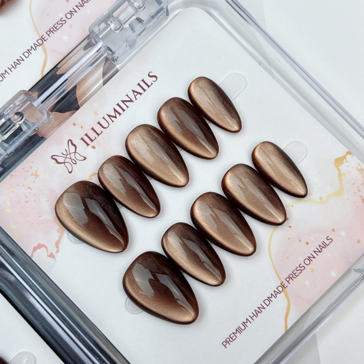 Deep Mocha Cat Eye press-on nails, alternate product view 5