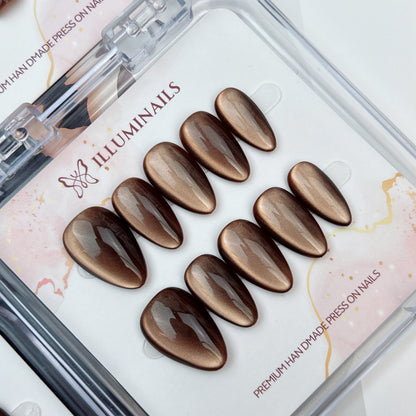 Deep Mocha Cat Eye press-on nails, alternate product view 5