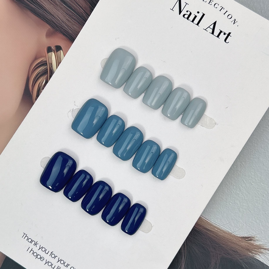 Frosted Blue press-on nails, main product view