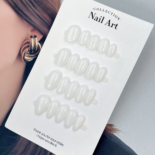 Milky White press-on nails, main product view