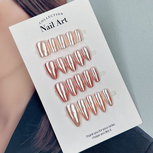 Rosy Mirror Glaze press-on nails, main product view