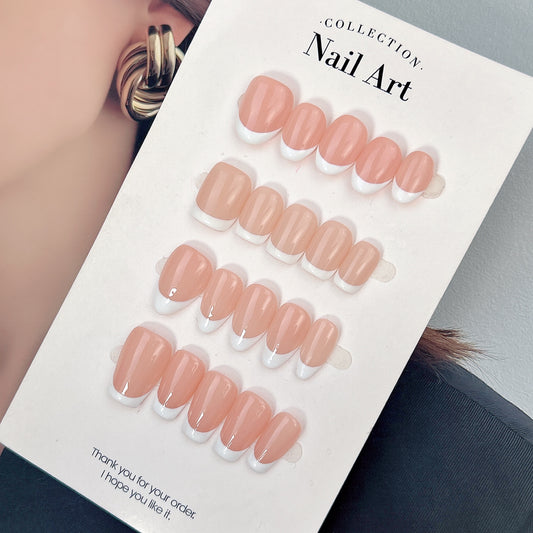 Classic White French press-on nails, main product view