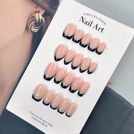 Classic Black French press-on nails, main product view