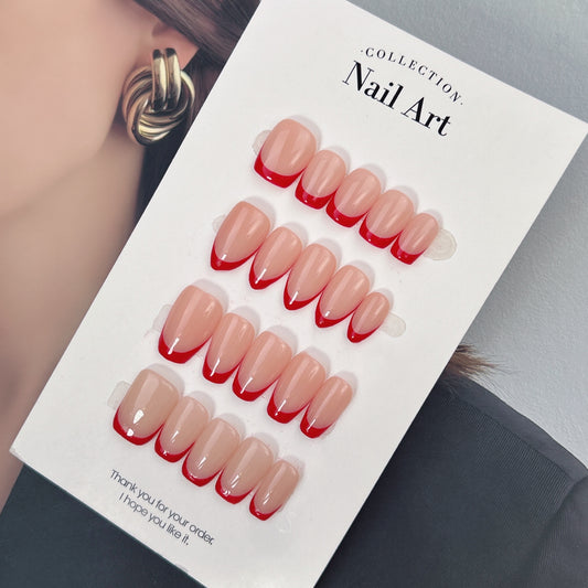 Classic Red French press-on nails, main product view