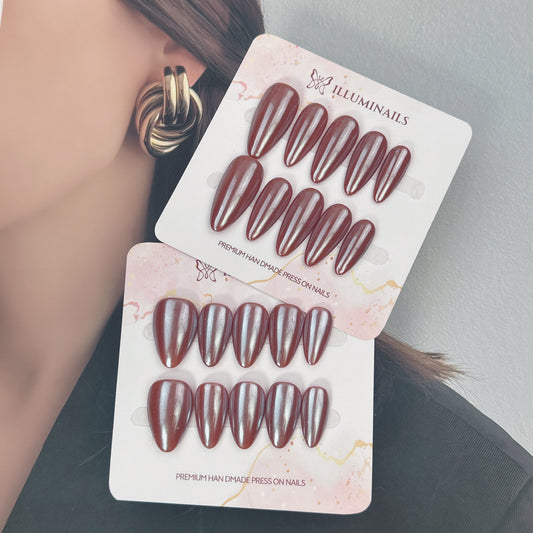 Chocolate Brown press-on nails, main product view