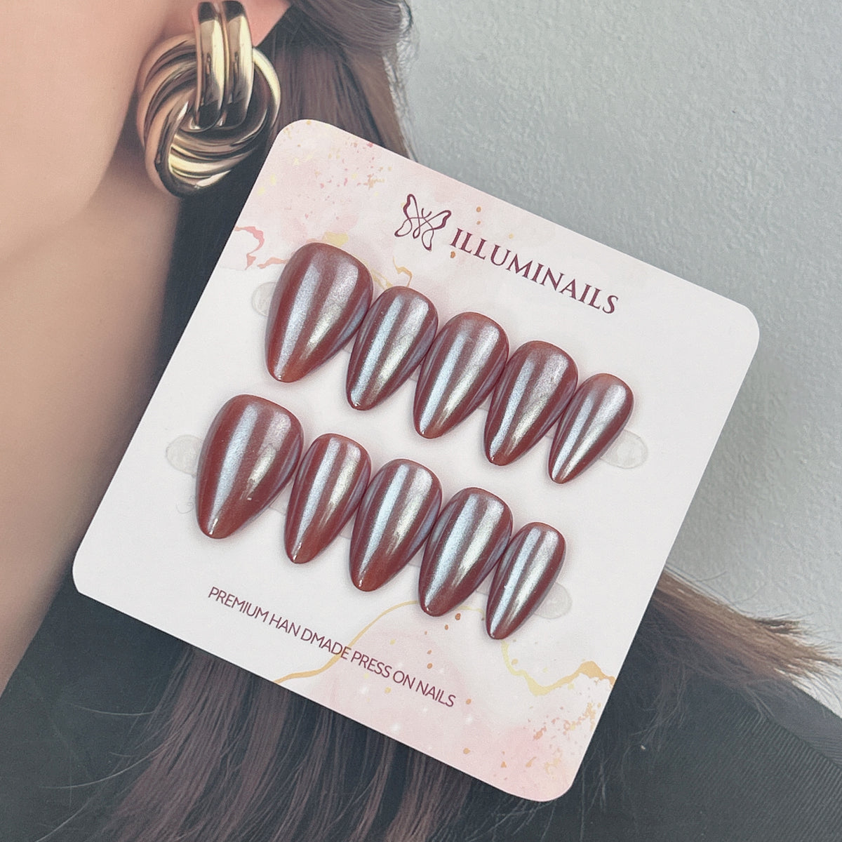 Chocolate Brown press-on nails, alternate product view 2