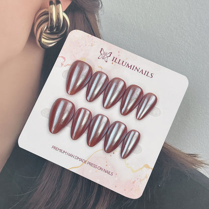 Chocolate Brown press-on nails, alternate product view 2