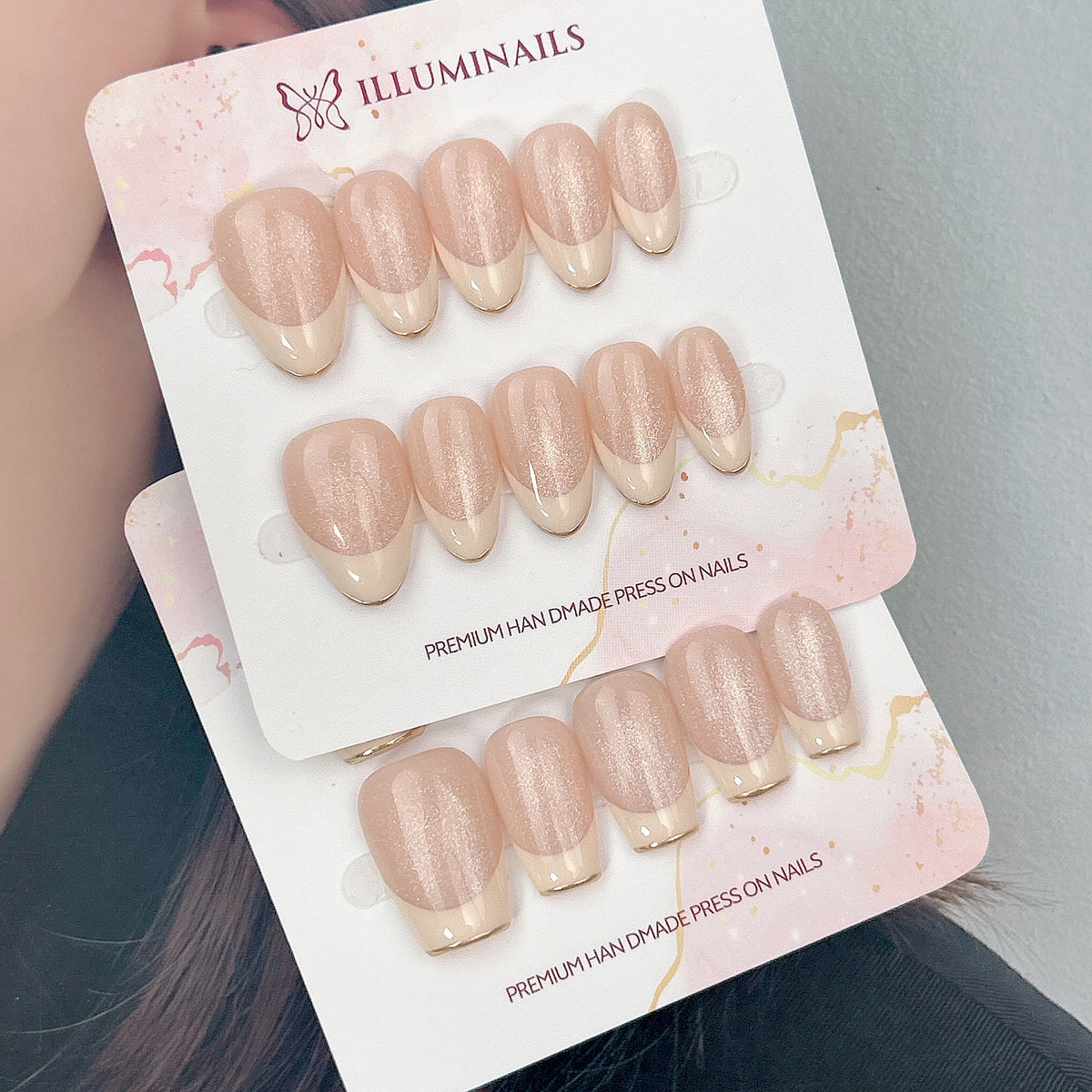 Milky Glint French press-on nails, alternate product view 2
