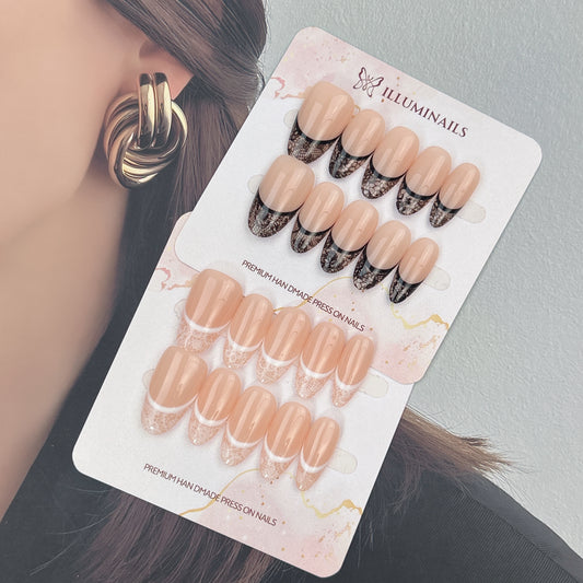 Lace French press-on nails, main product view