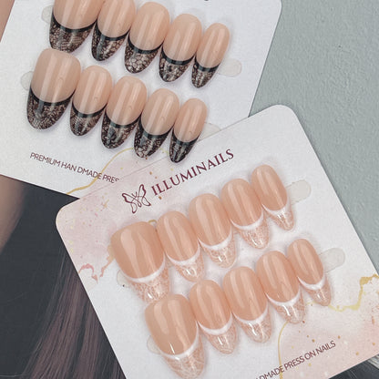 Lace French press-on nails, alternate product view 2