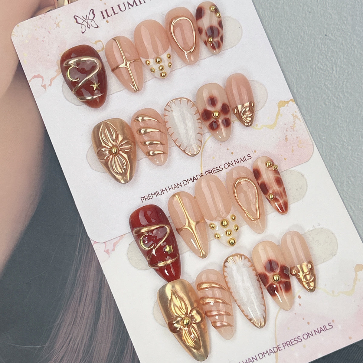 Golden Luxe press-on nails, alternate product view 2