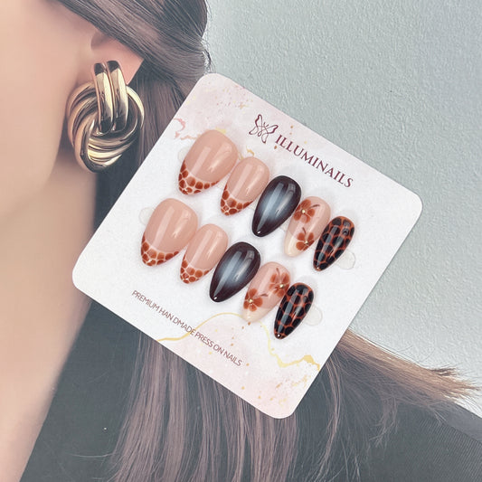 Tortoise Petals press-on nails, main product view