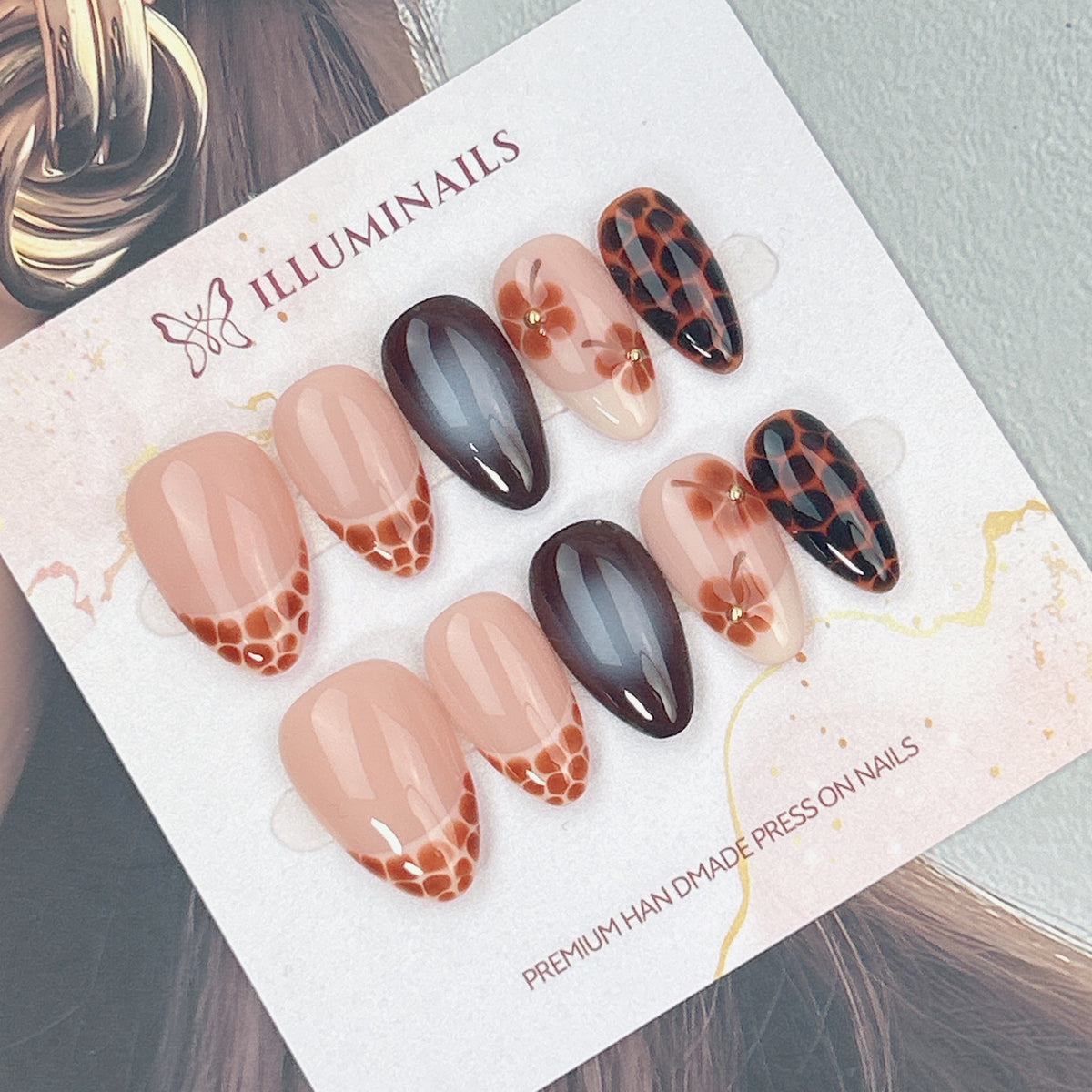 Tortoise Petals press-on nails, alternate product view 2