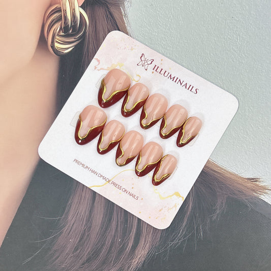 Golden Mocha press-on nails, main product view