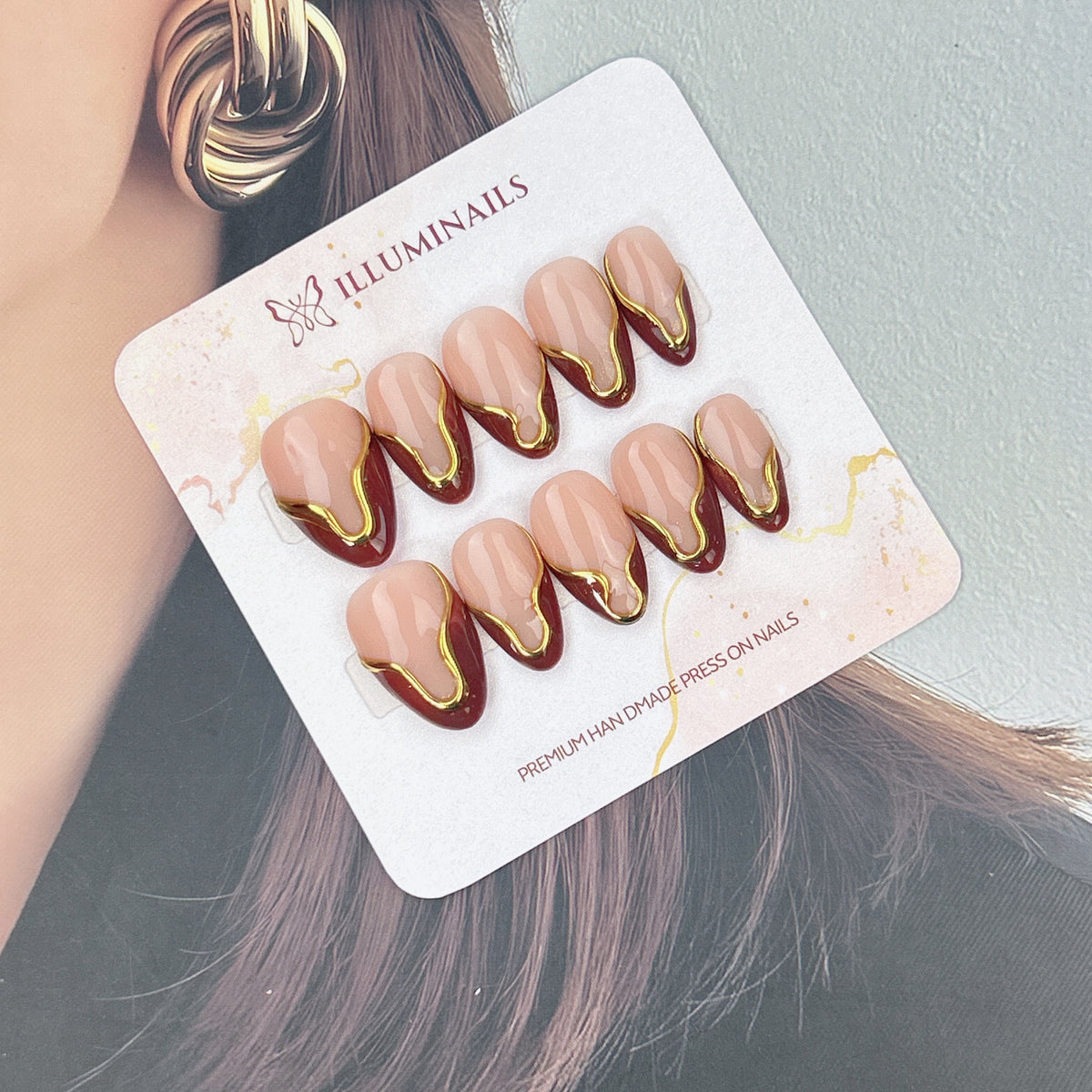 Golden Mocha press-on nails, alternate product view 2
