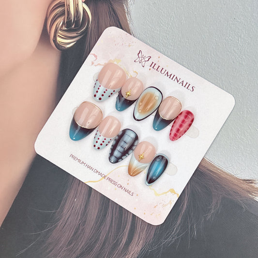 Retro Circuit press-on nails, main product view