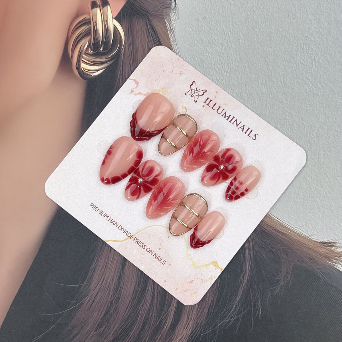 Crimson Petals press-on nails, alternate product view 2
