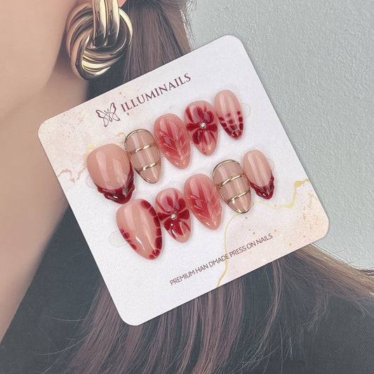 Crimson Petals press-on nails, main product view