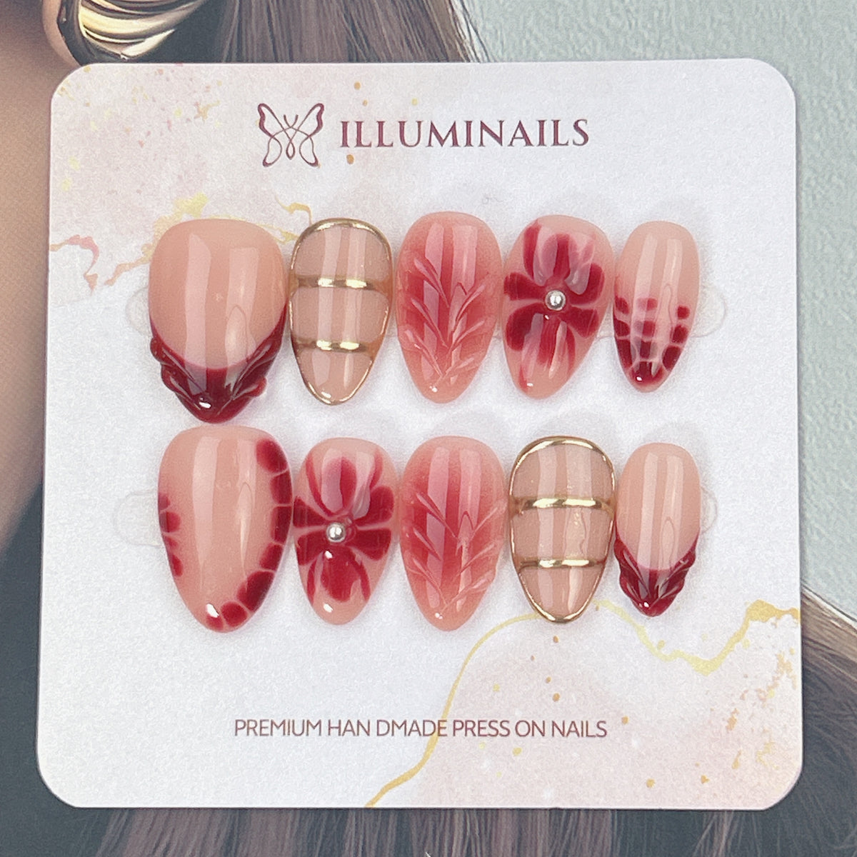 Crimson Petals press-on nails, alternate product view 3