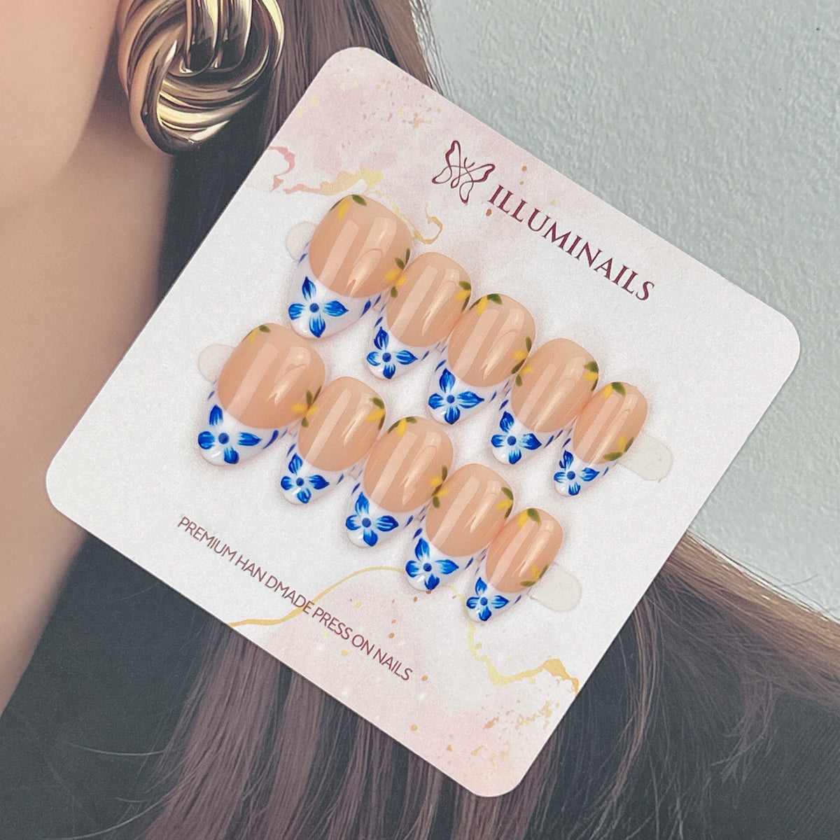 Porcelain Petals press-on nails, alternate product view 2