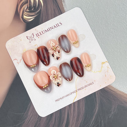 Caramel Petals press-on nails, alternate product view 2