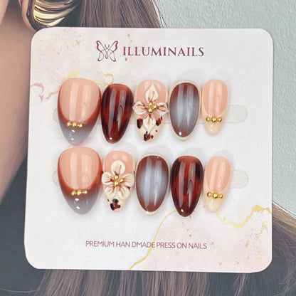 Caramel Petals press-on nails, alternate product view 3