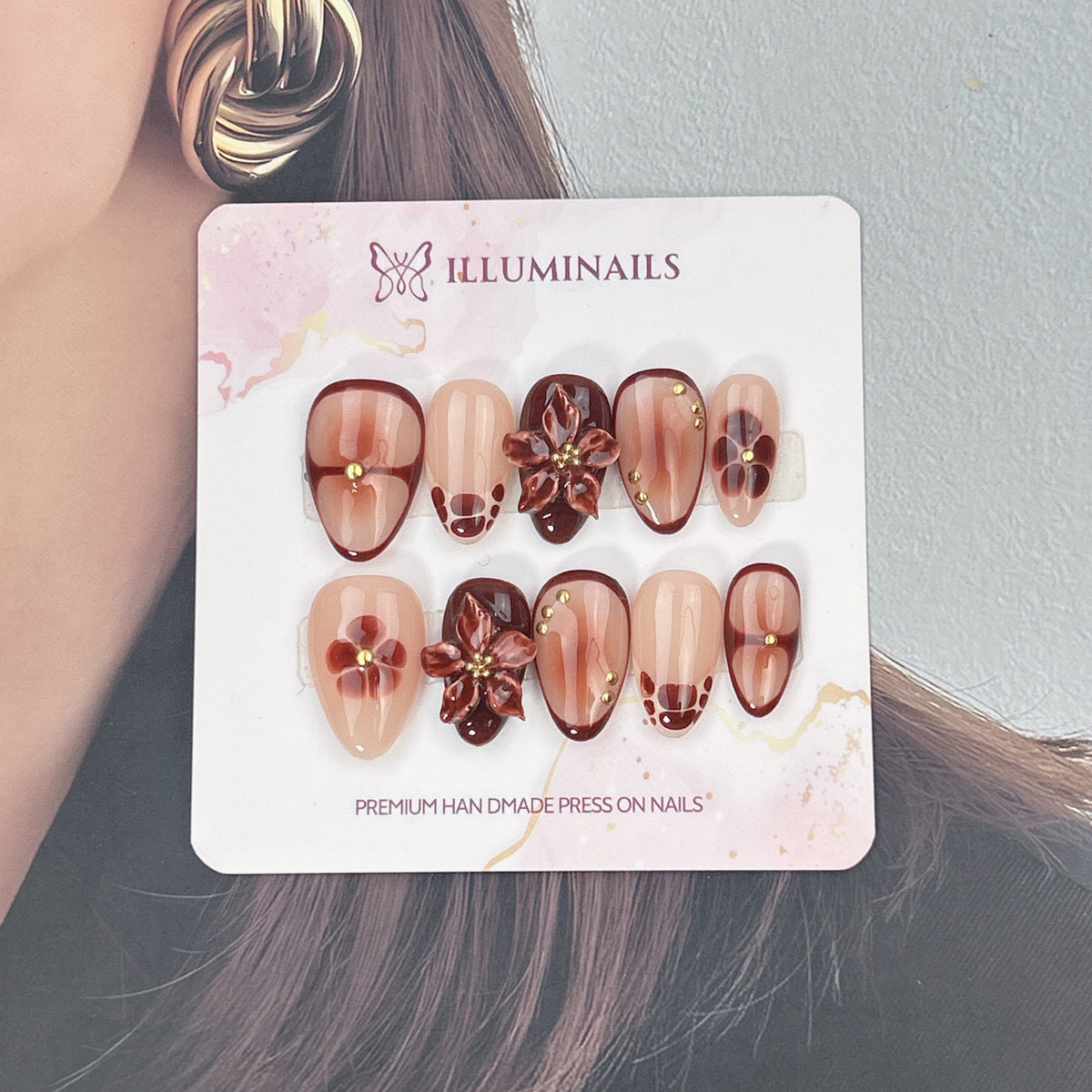 Chestnut Rose press-on nails, alternate product view 3