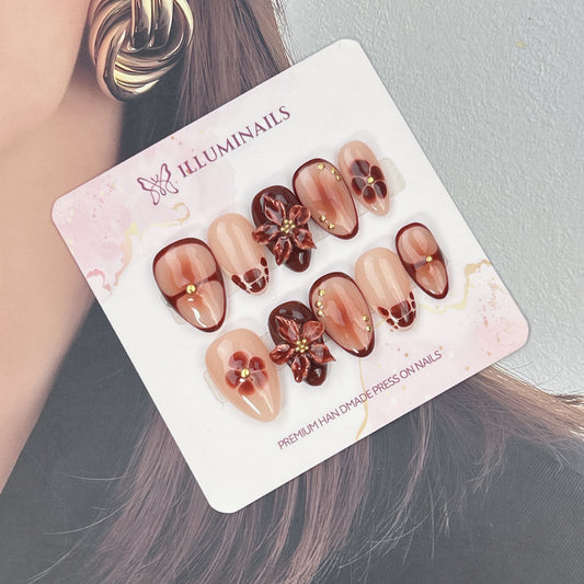 Chestnut Rose press-on nails, main product view