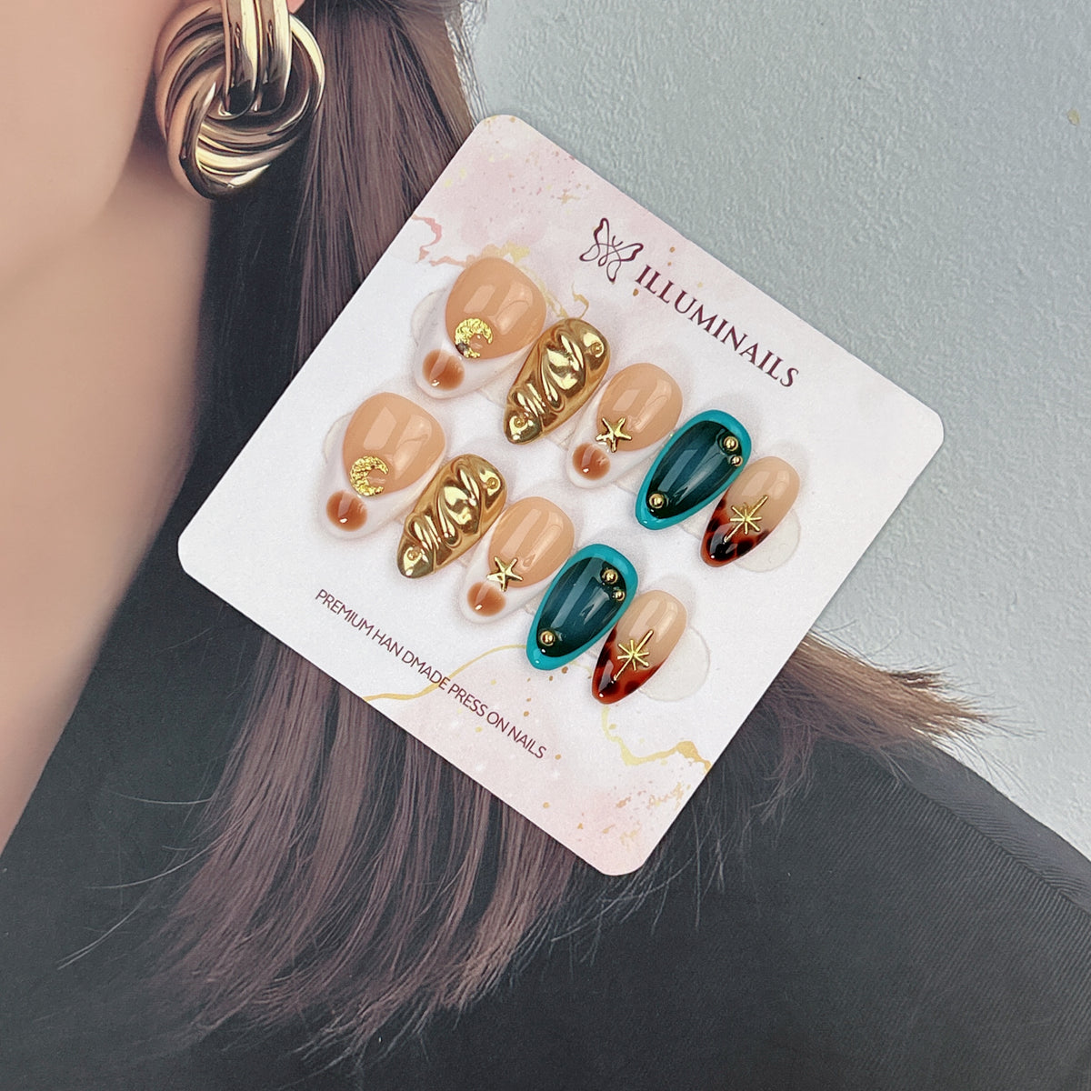 Luna Gold press-on nails, alternate product view 3