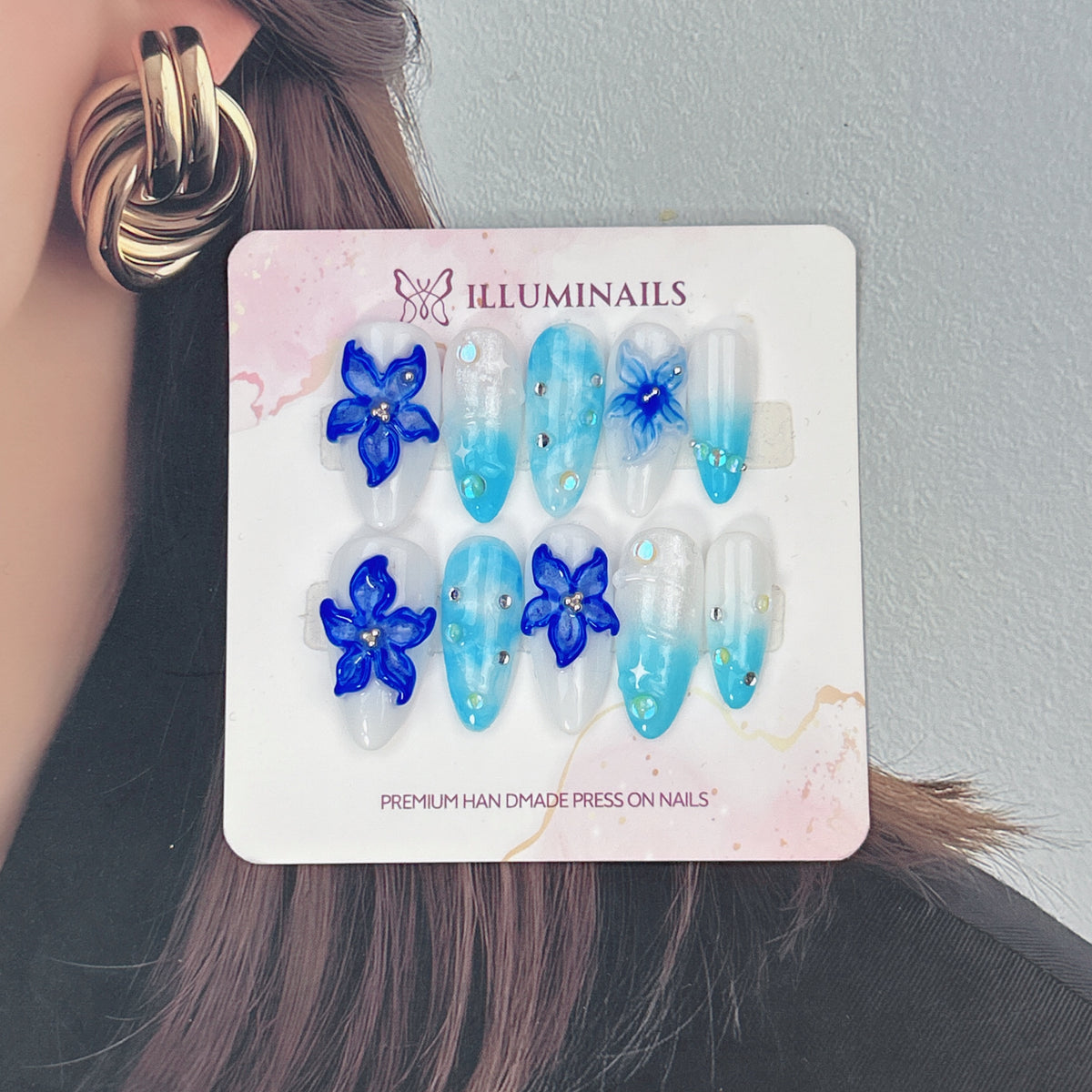 Ocean Bloom press-on nails, alternate product view 3