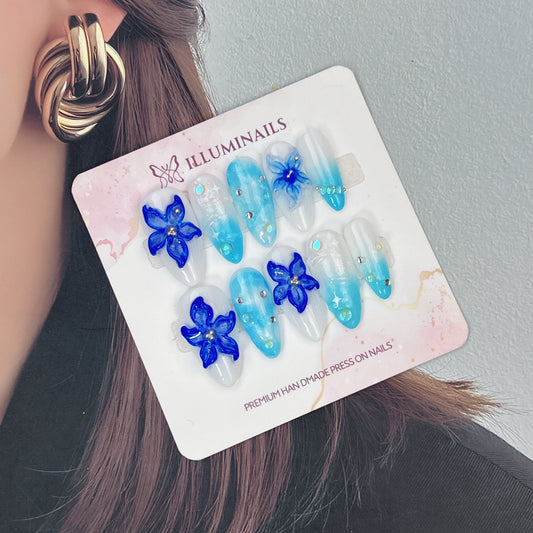 Ocean Bloom press-on nails, main product view