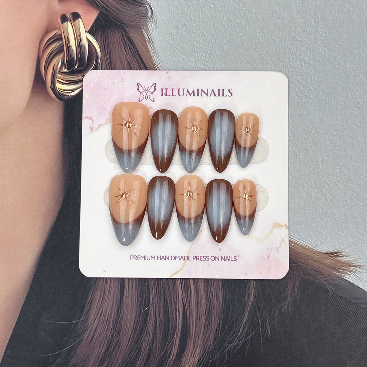 Golden Starlight press-on nails, alternate product view 2