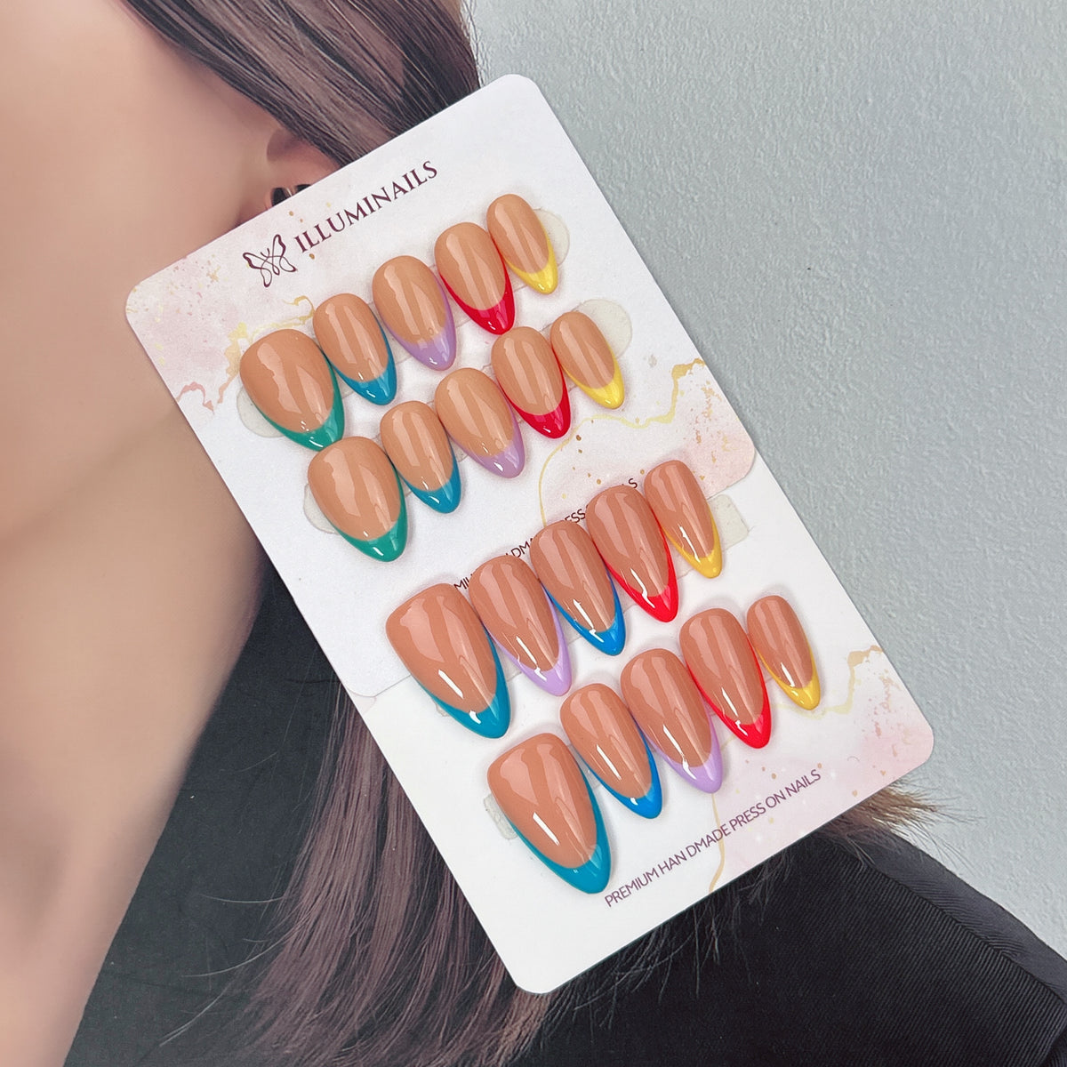 Color Tipped press-on nails, alternate product view 2