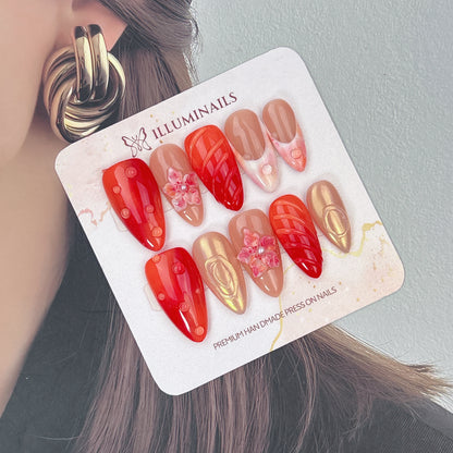 Sunset Bloom press-on nails, main product view