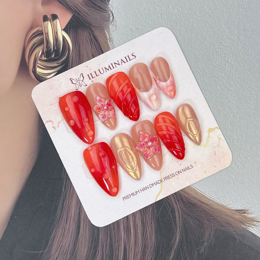 Sunset Bloom press-on nails, main product view