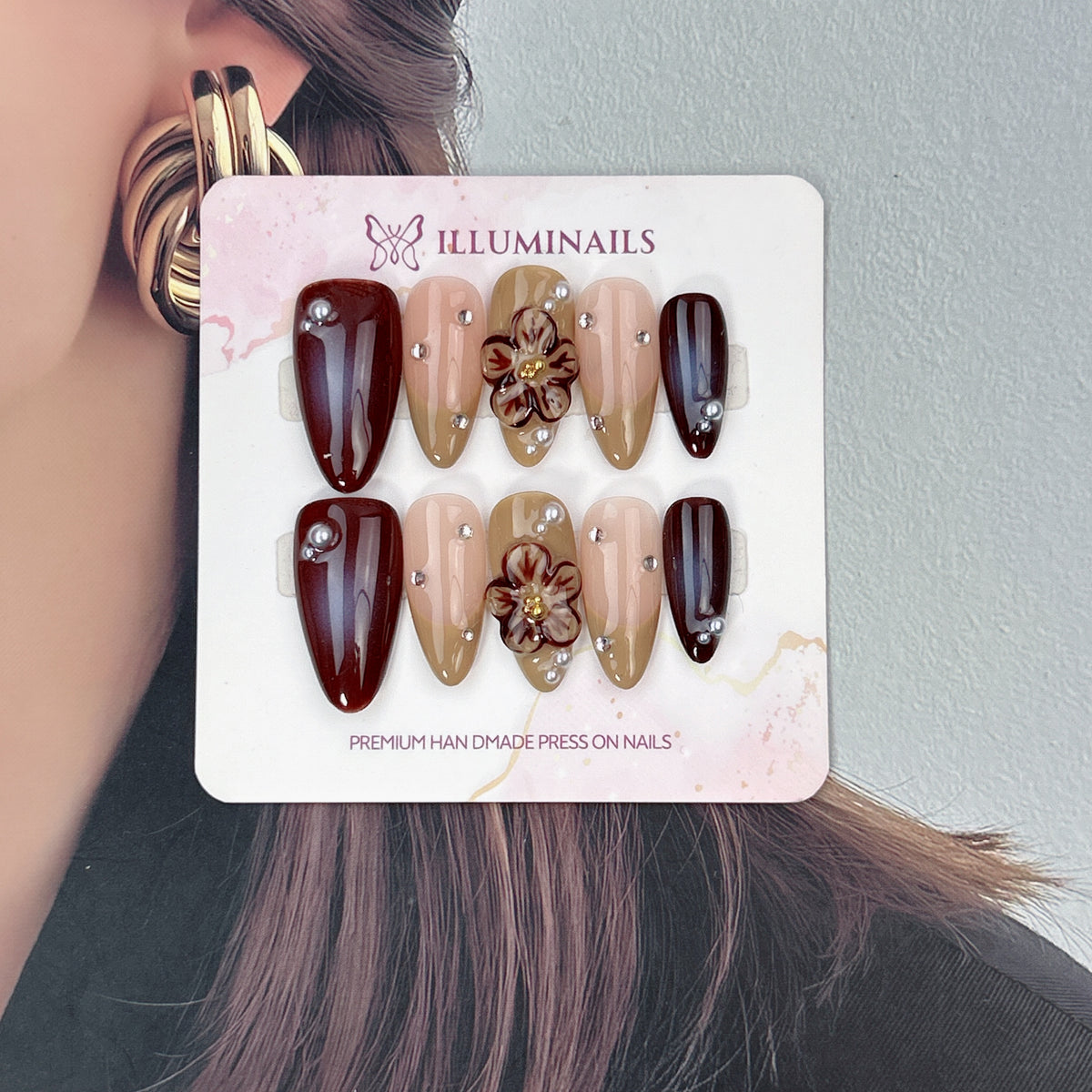 Cocoa Blossom press-on nails, alternate product view 2