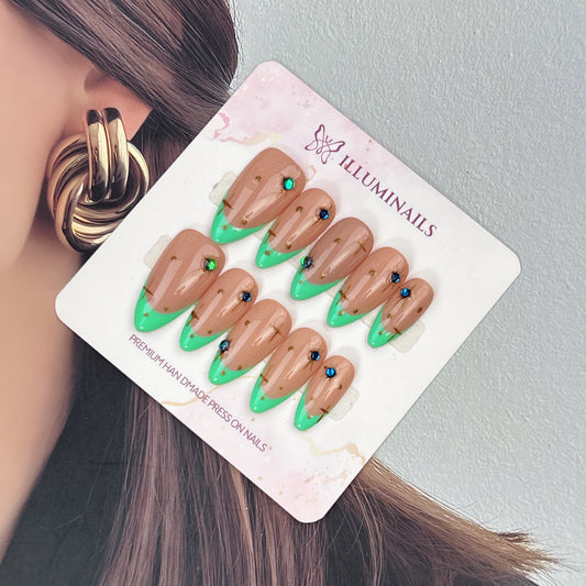 Emerald Oasis press-on nails, main product view