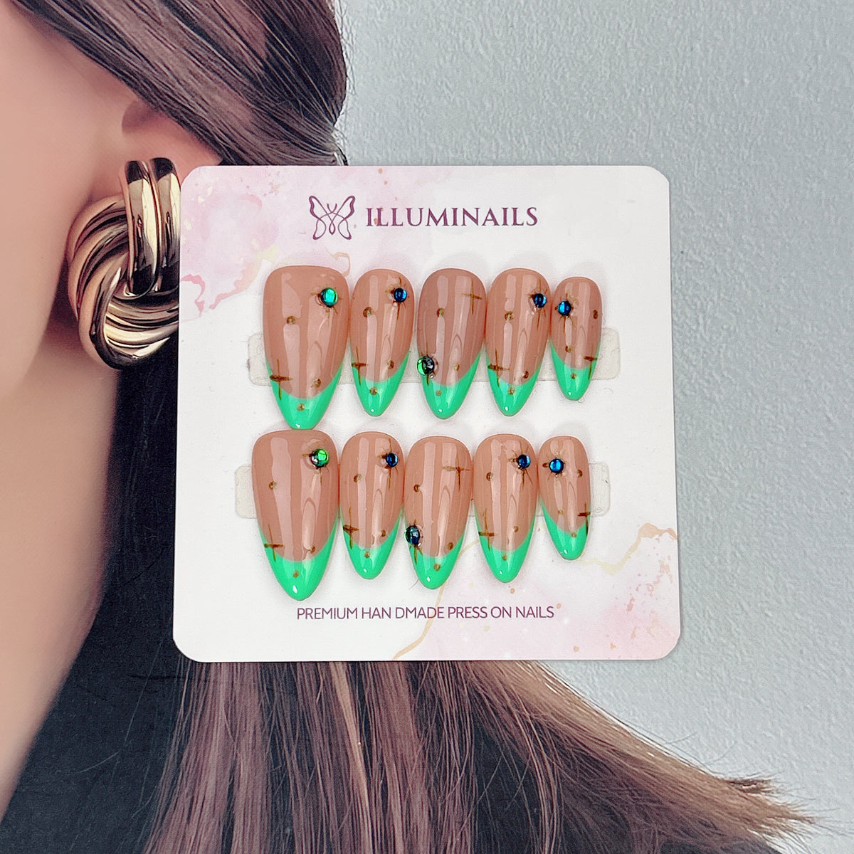 Emerald Oasis press-on nails, alternate product view 2