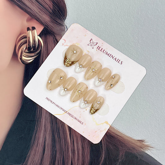 Golden Stardust press-on nails, main product view