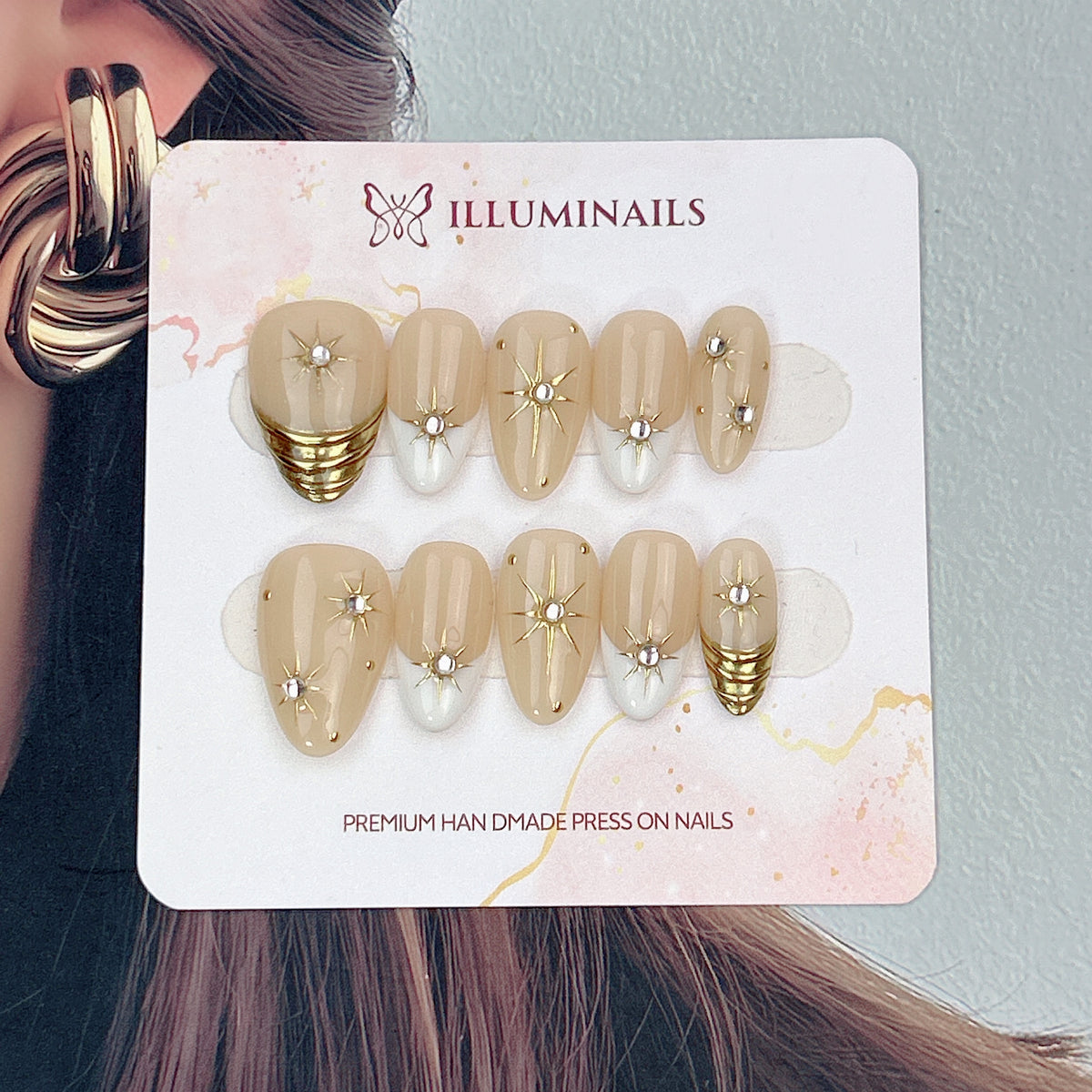 Golden Stardust press-on nails, alternate product view 2