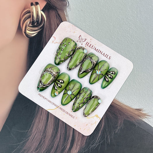 Forest Charm press-on nails, main product view