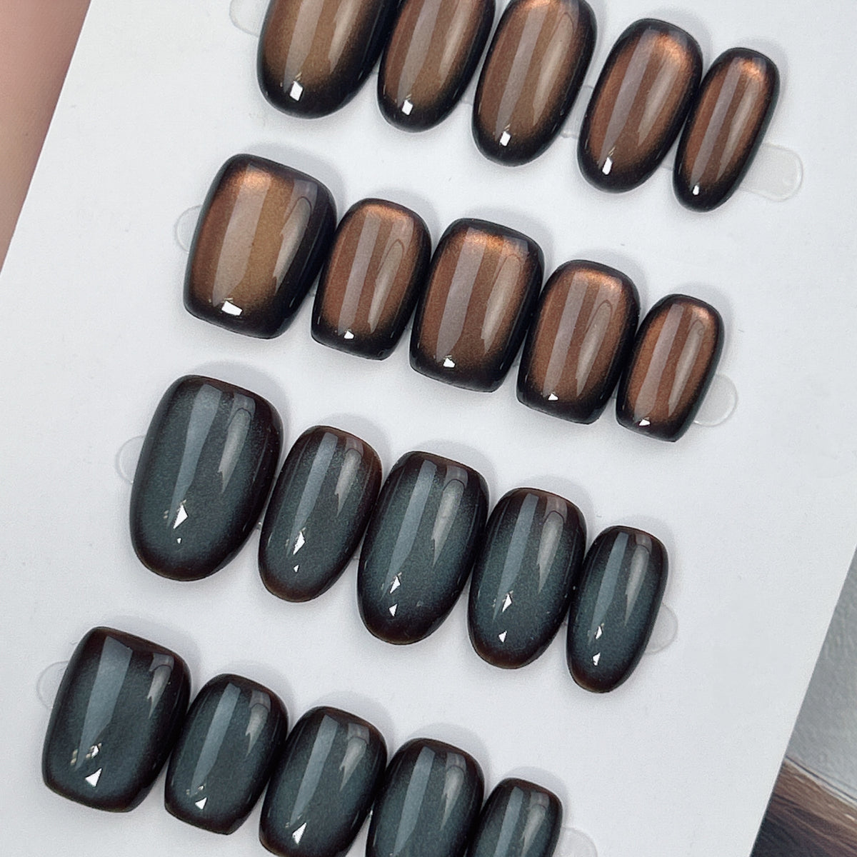 Midnight Ember press-on nails, close-up detail