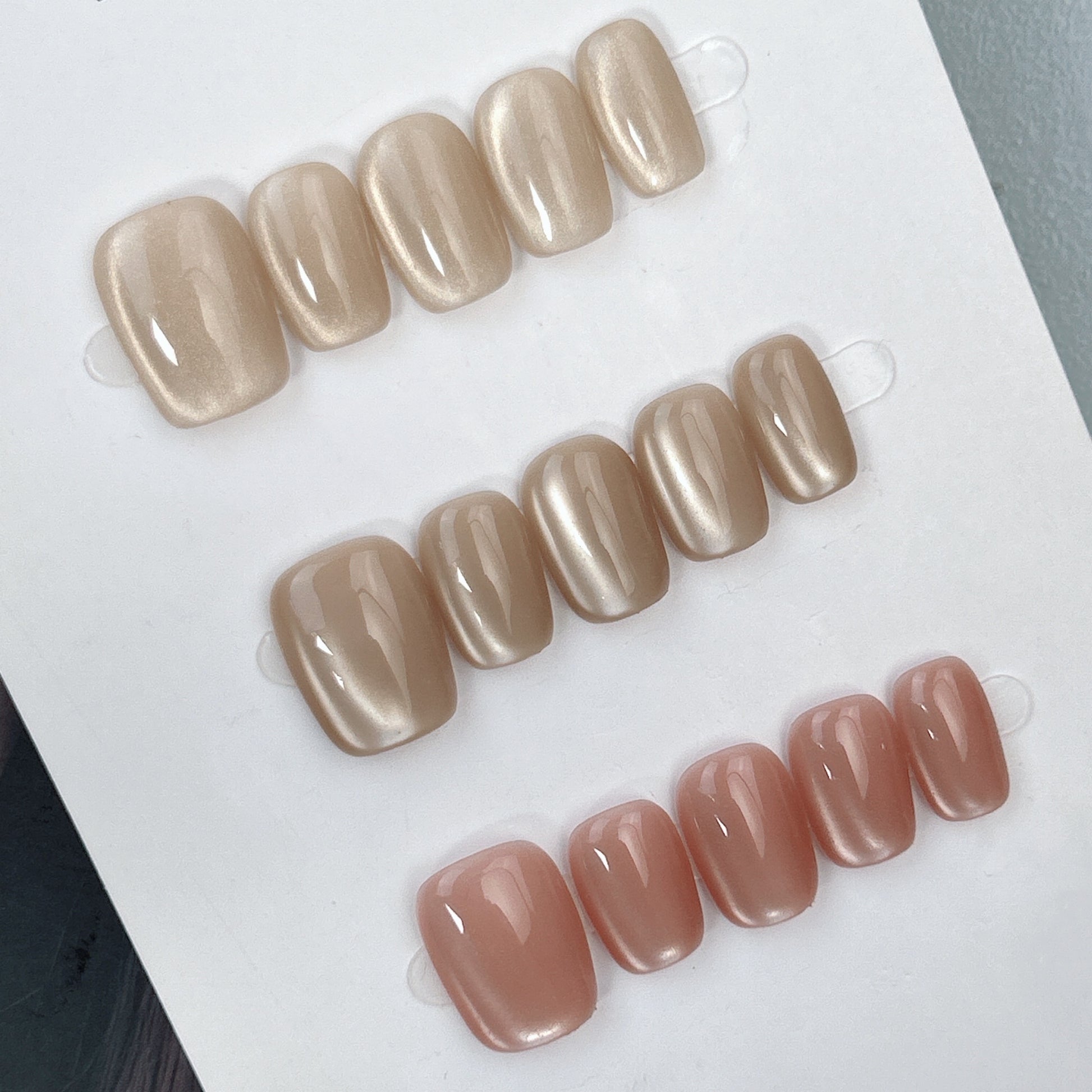 Bare Radiance neutral shimmer press-on nail colour details